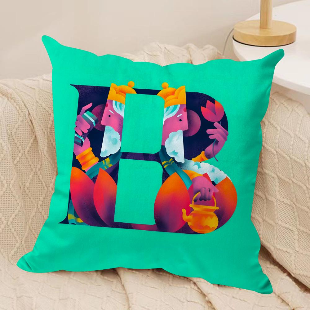 Interesting Letters Cushion Cover Soft Plush Fabric DoubleSided Printed Sofa Cushion Cover for All Seasons Home Decor Gift