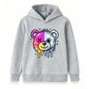 Kids Boys Girls Pullover Hoodie, Neon Dripping Split Bear Print Casual Long Sleeve Hooded Sweatshirt, Fashion Streetwear Top For Children