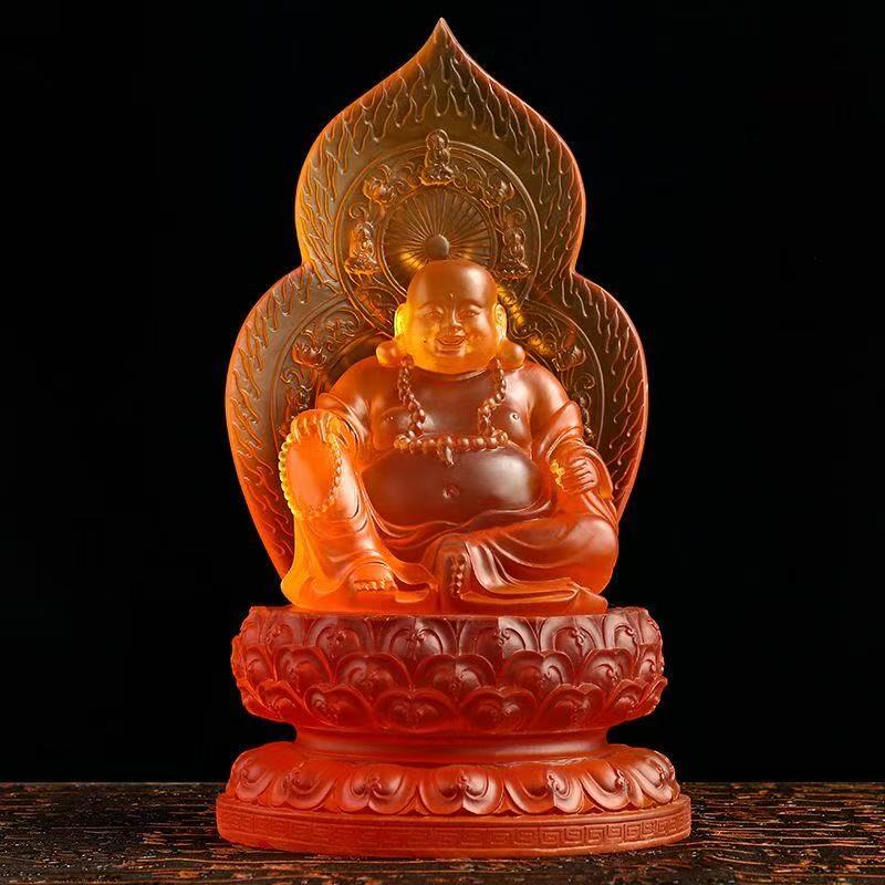 Resin Large Laughing Buddha Sculptures Statue Chinese Buddhist Figures Home Living Room Office Wealth Luck Feng Shui Decor