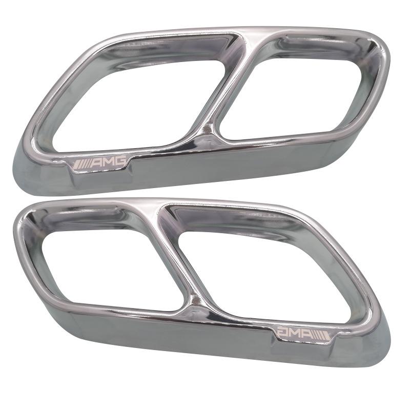 Mercedes-Benz C-Class Stainless Steel Exhaust Tip Frame (4-outlet, Black/Silver, 22 Models)