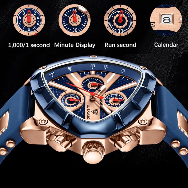 Business Sport Men's Quartz Wristwatches Fashion Military Silicone Watch for Men Waterproof Date Chronograph Montre Homme