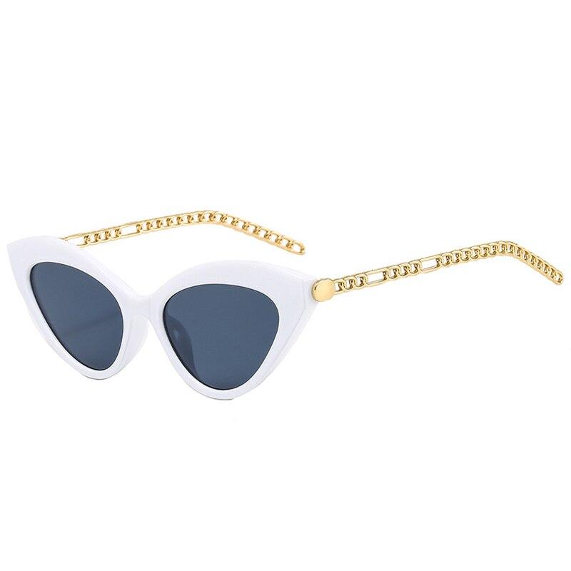 Retro Cat Eye Colorful Sunglasses Women Brand Designer Trending Men Metal Chain Shades UV400 Dark Green Sun Glasses