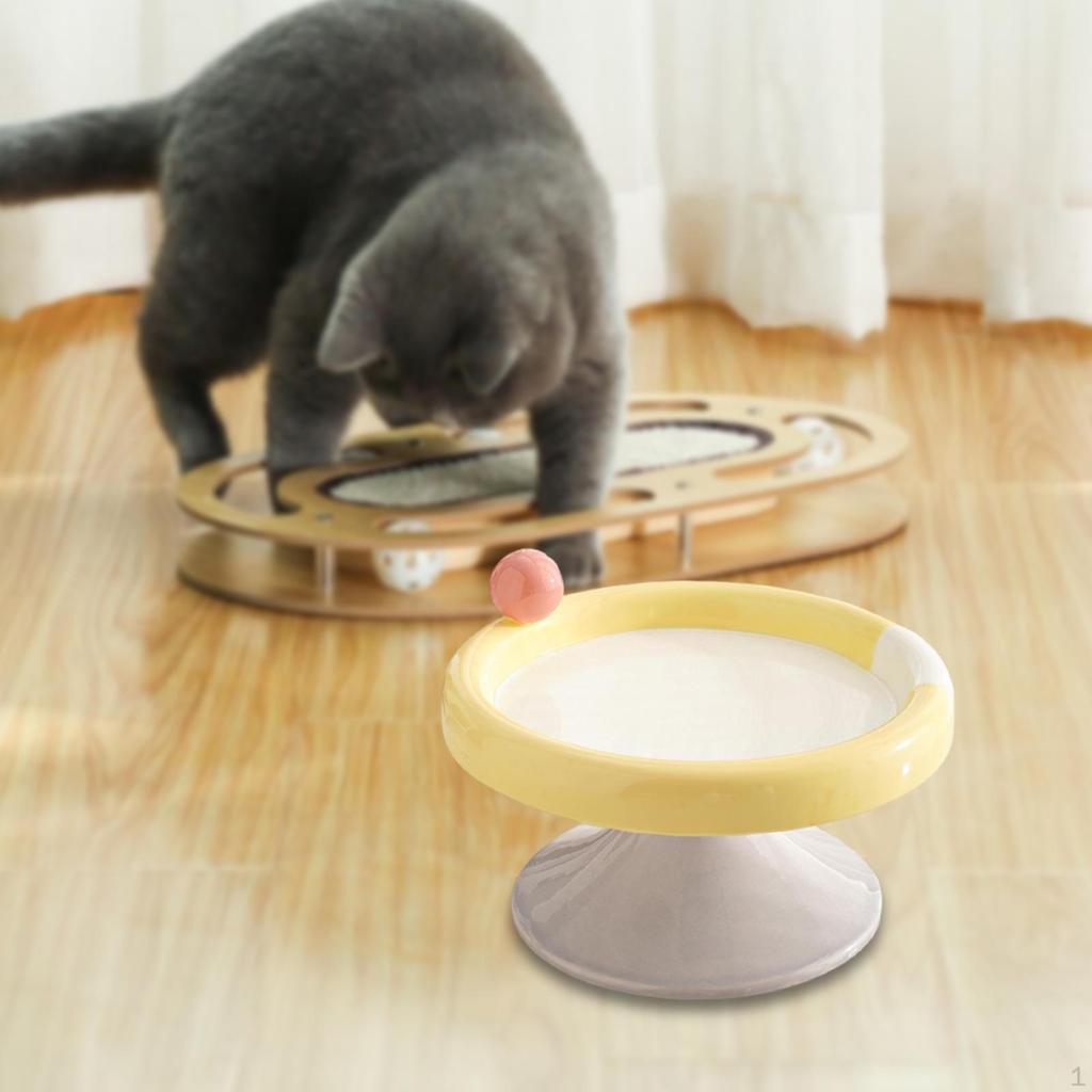 Ceramic Cat Bowl with Raised Design for Food And Water, Suitable Kittens Puppies