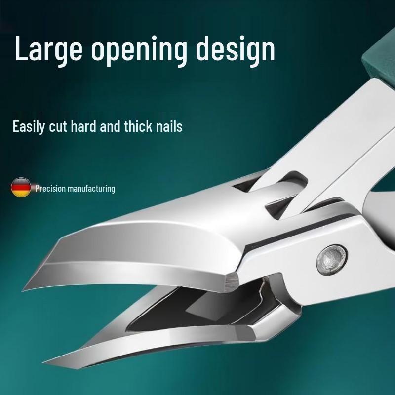 Portable Large Opening Angled Nail Clippers - Fine Tip, Anti-Splash, For Thick & Hard Nails