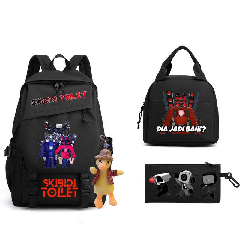 New Skibidi Toilet Man Spoof School Bag Elementary School Backpack Satchel Pencil Case