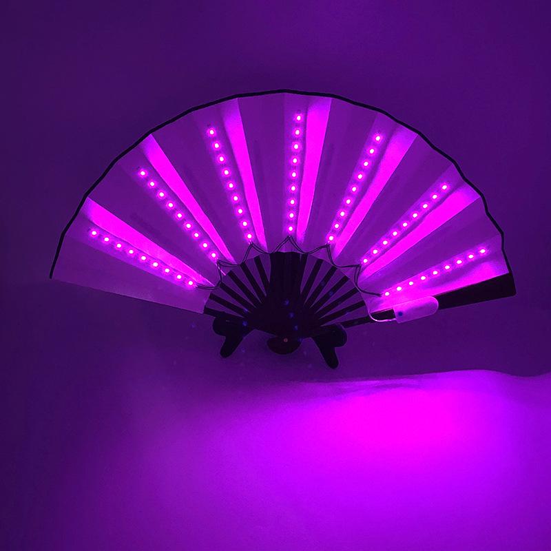 Rose Lace Edge LED Folding Fan - Wedding Gift & Dance Prop