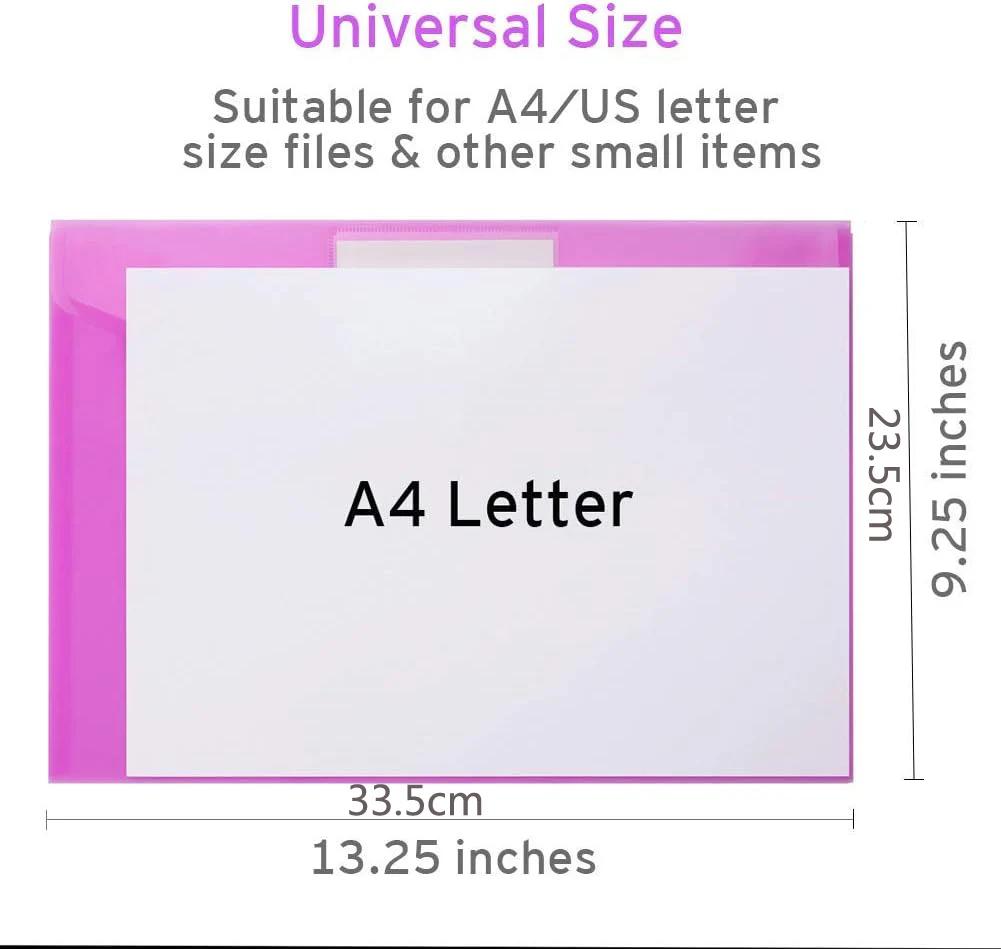 5/10pcs A4 Folders Plastic Envelopes Clear File Folder for Document Poly File with Label Pocket Snap Button for Office Organizer