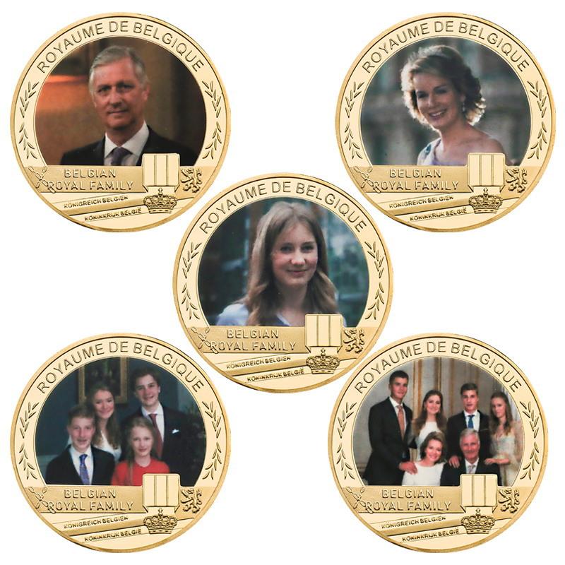 Medalie Comemorativă Regală Belgiană, Monede Comemorative, Set Cadou Artizanat Metalic, Insignă Metalică, Colecție, Include cutie cadou