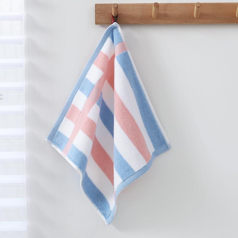 Pure Cotton Small Towel Small Square Towel 45g Soft and Comfortable Towel Striped Color Bar Square Towel 34x34cm