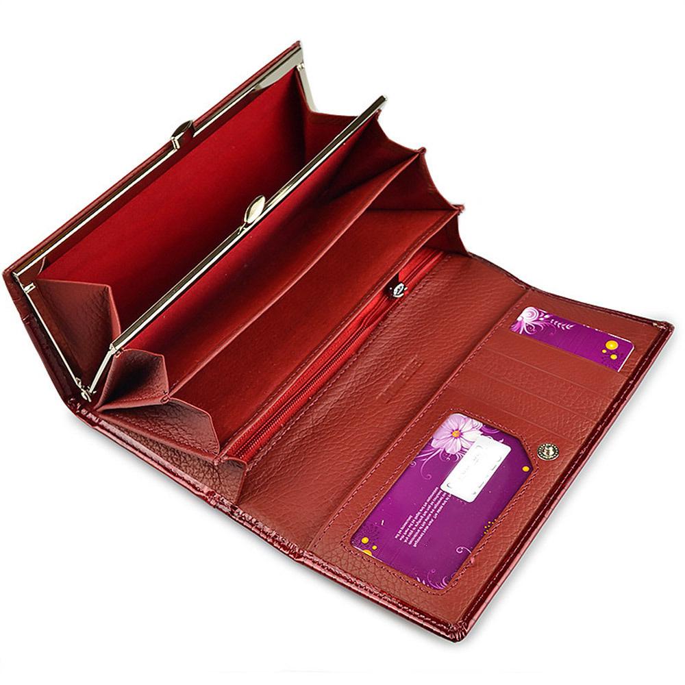 Genuine Leather Women's Wallet with Alligator Pattern - Large Capacity Coin Purse and Patent Leather Design