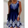3D Floral Pattern Retro Women Mini Dresses Summer Sleeveless Flower Printed Street Ladies Dress 3XL Plus Size Casual Dress