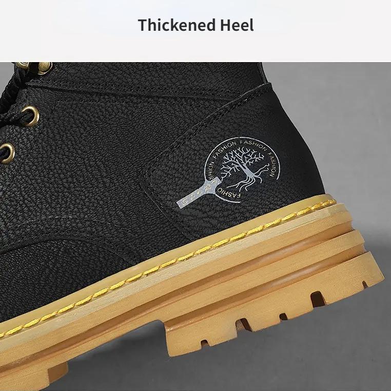 Fashion Men's Mid Top Boots Casual Leather Shoes