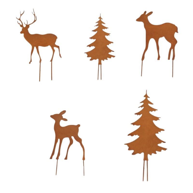 Outdoor Metal Reindeer Silhouette Christmas Decoration for Garden and Courtyard