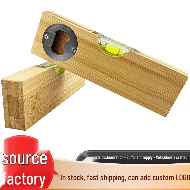 Solid Wood Multi-Functional Spirit Level Bottle & Corkscrew Opener