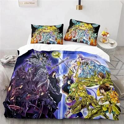 Anime Saint Seiya LOST CANVAS Bedding Set Duvet Cover Bed Set Quilt Cover Pillowcase Comforter King Queen Size Boys Adult