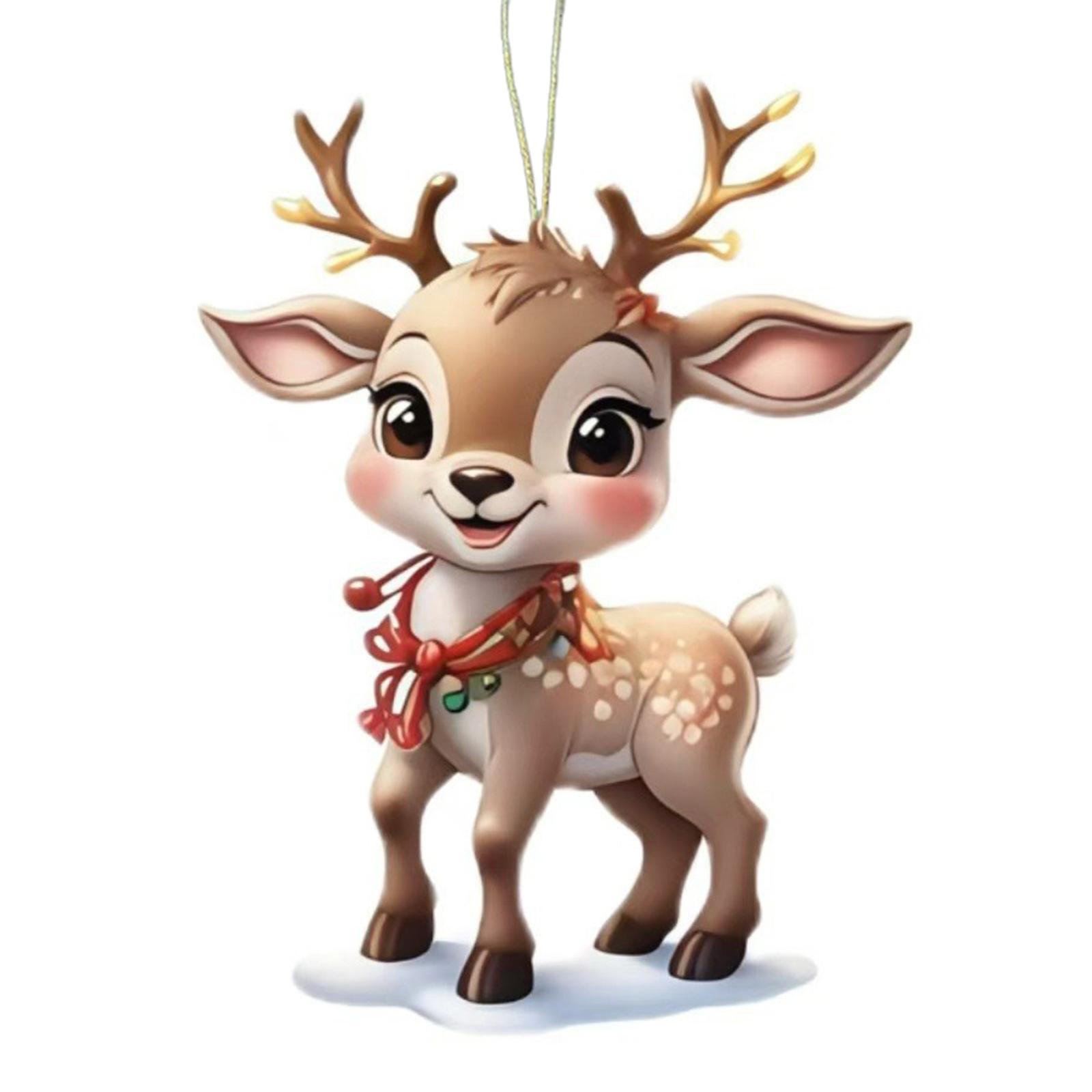 

2D Flat Christmas Tree Acrylic Ornament with Hanging Rope Holiday Gift for Car Rearview Mirror Home Decor Hanging Pendant