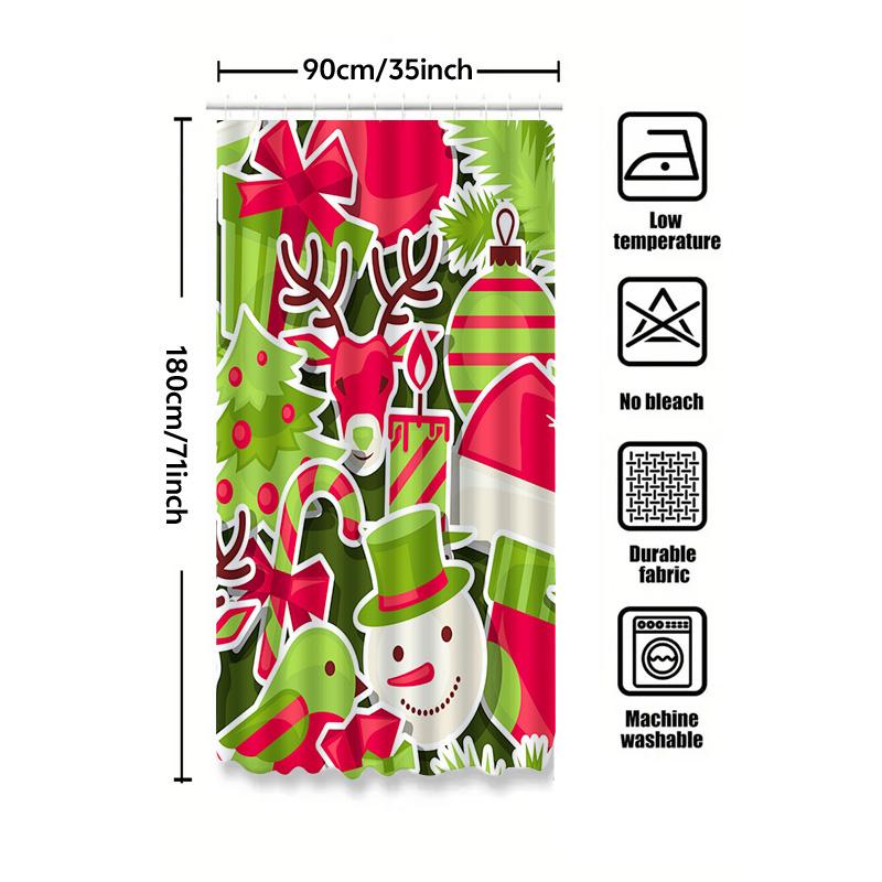 Tu Bathroom Shower Curtain Christmas Santa Claus Holiday Festive Decor Waterproof Fabric Home Decoration Modern Style Holiday Gi