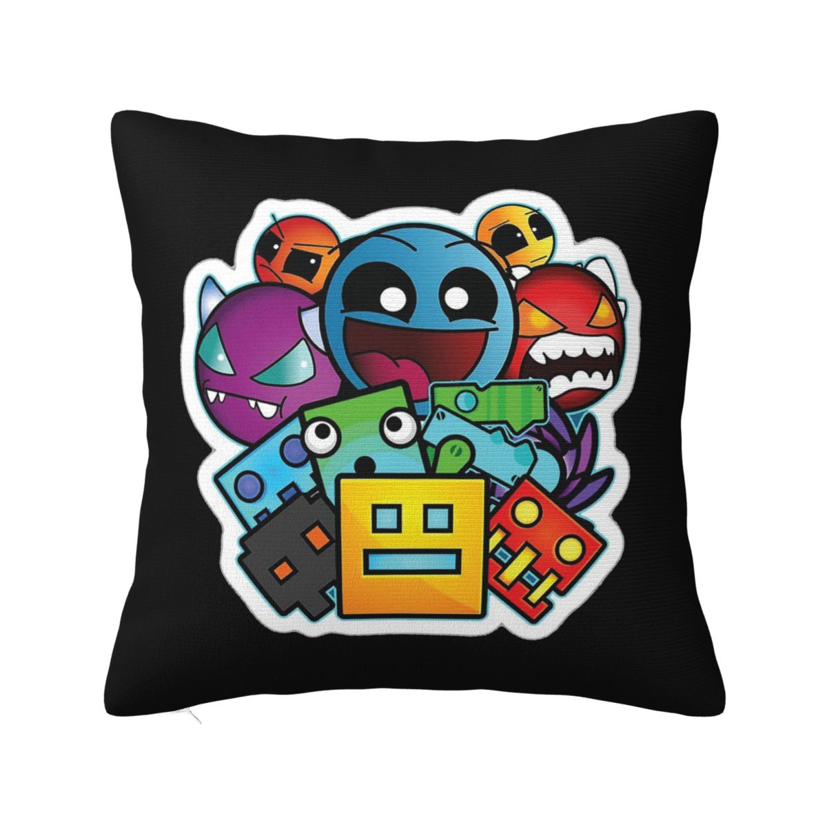 

Video Game Geometry Dash Square Pillowcase Cushion Cover Pillow Case Throw Pillow Cover for Home Bedroom Car 12x12Inch