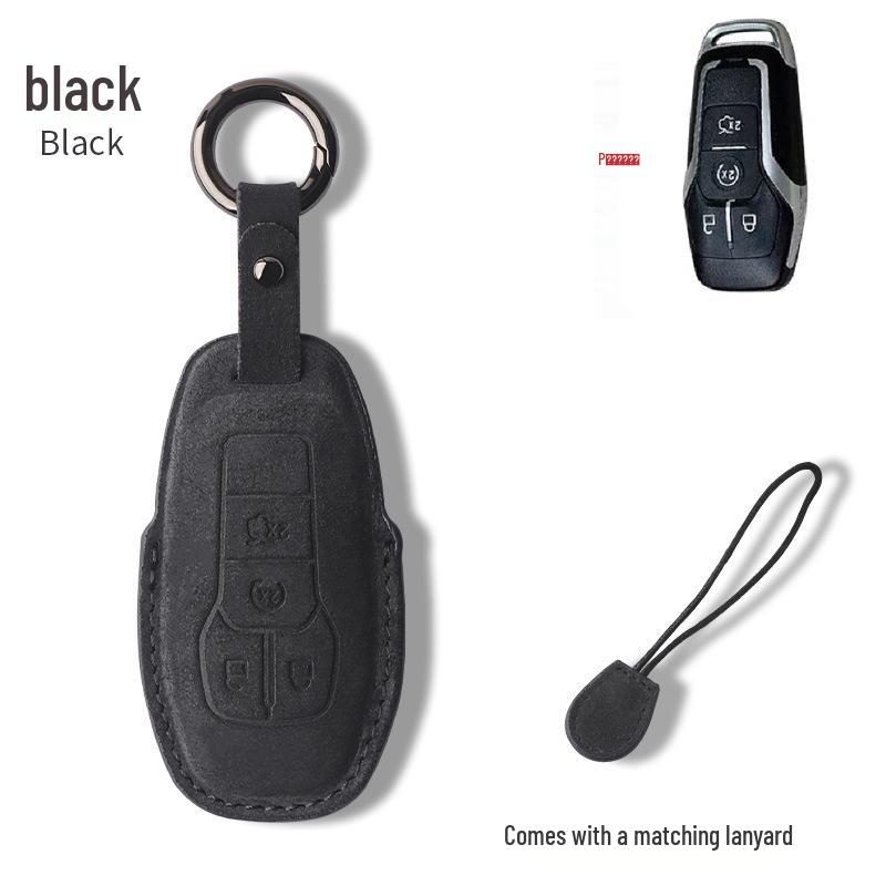 Genuine Leather Key Case for 2017-18 Ford Explorer/Mustang with Suede Buckle