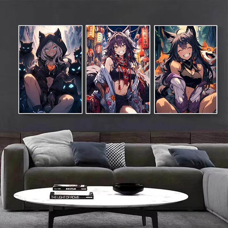 Cute Anime Girl Cat Ear Cool Girl Sexy Modern Fashion Poster Canvas Paintings Wall Art Pictures Playroom Home Decor