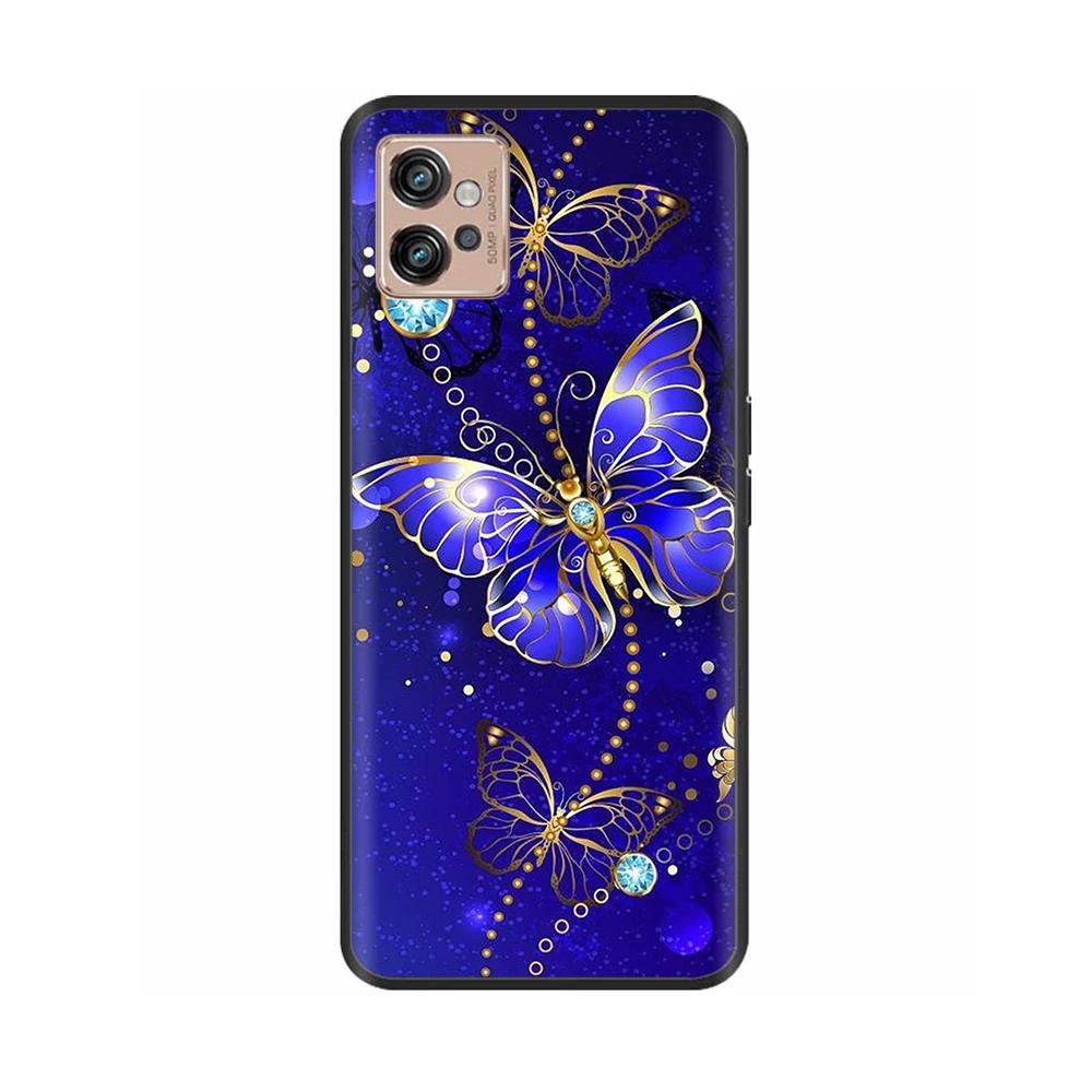For Motorola Moto G32 Phone Case Heart-Butterfly Funda For Motorola Moto G32 MotoG32 Cover Protection Liquid Silicone Bumper