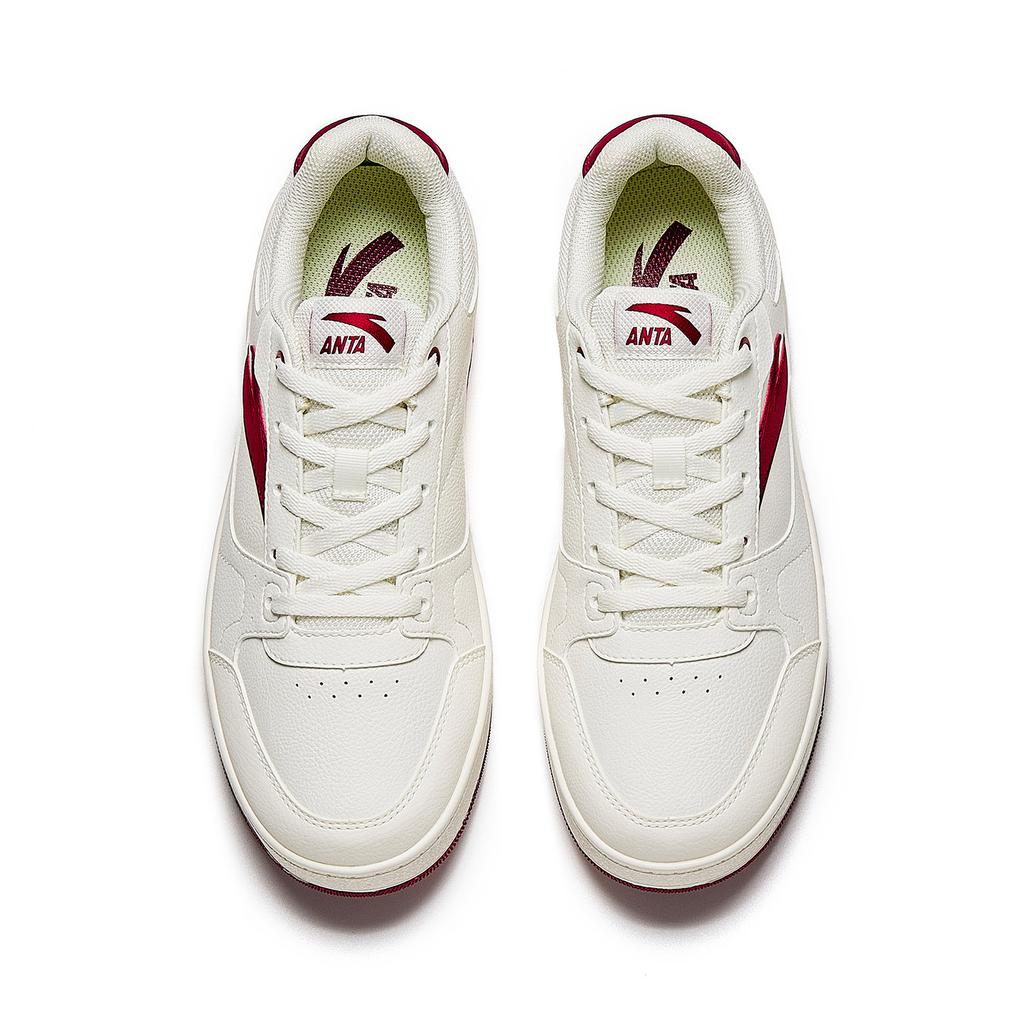 Anta Year 2 Simple Versatile Classic Fashion Durable Lightweight Low-Top Skate Shoes Kids Sneaker White Red 922548068-6