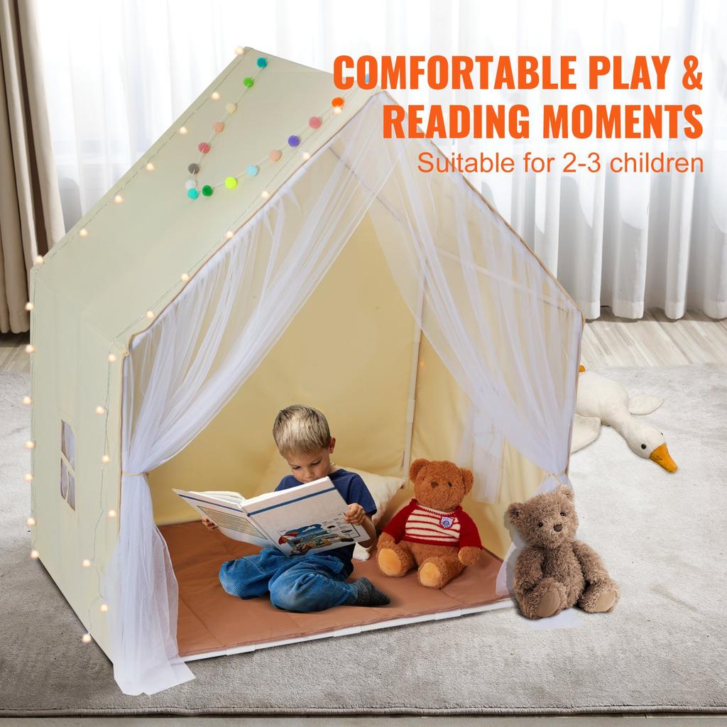 VEVOR Kids Play Tent, Kids Tent for Kids 1-5 Years Old, Toddler Tent with Mat and Tent Lamp, Tent for Kids with Windows for Indoor and Outdoor