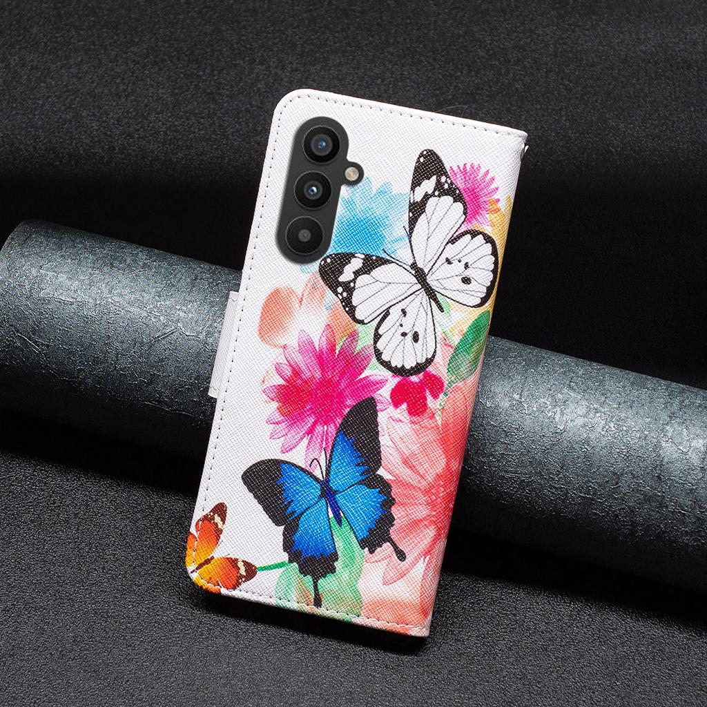 For Samsung Galaxy A24 4G (162.1 x 77.6 x 8.3mm) Pattern Printing Anti-drop Phone Case PU Leather Wallet Stand Cover