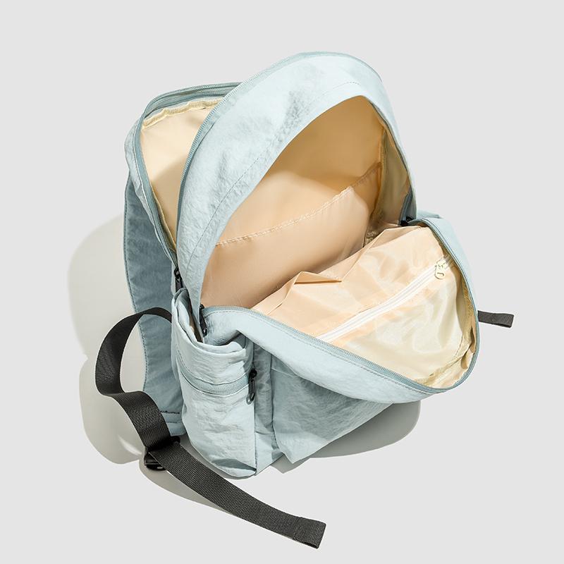 Outdoor Nylon Backpack Women Solid Color Backpack Student Schoolbag