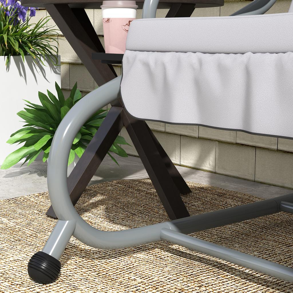 Three-Person Garden Swing Chair, with Adjustable Canopy - Light Grey