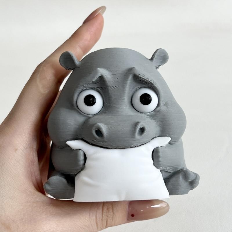 Endearing Hippo Figurine With Emotional Expression Study Desk Decorative