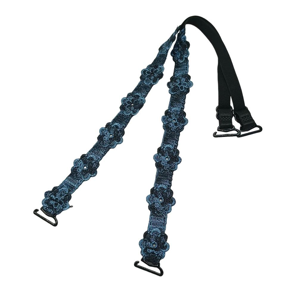

Поліестерові квіткові плечові ремені Мереживні плечові бретелі Нові бретелі для бюстгальтера Заміна темно-синього кольору