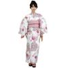 RAVIR Yukata Deep Red with Large Daisy Passionate Japanese Fluffy Obi Belt and Geta One Size Fits All Women's 3-Piece Set, Print, Style, Sandals,