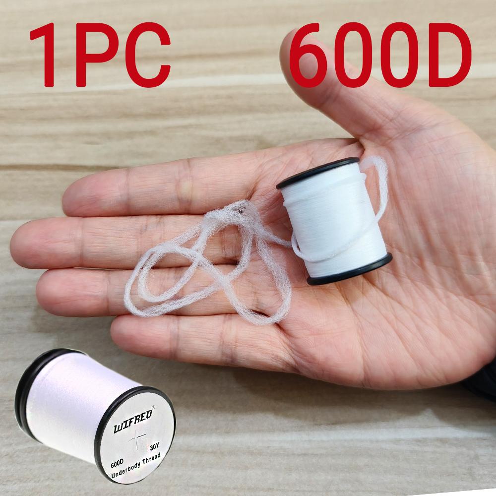 

300D/600D Подкладная нить Нить для вязания мушек - Белый нейлон Сжимаемая основа для мушек-нимф, сков, лососевых и стальноголовых