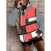 3D Retro Striped Print Casual Pullover Women Long Sleeve Kangaroo Pocket Drawstring Hooded Sweatshirt Personalized Women Hoodie