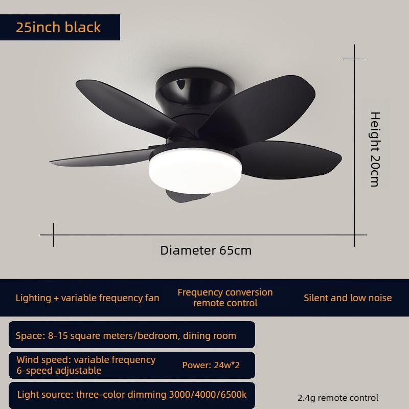Household Bedroom Electric Ceiling Fan Light Quiet Frequency Conversion Ceiling Fan Lamp Living Room LED Lighting Fan