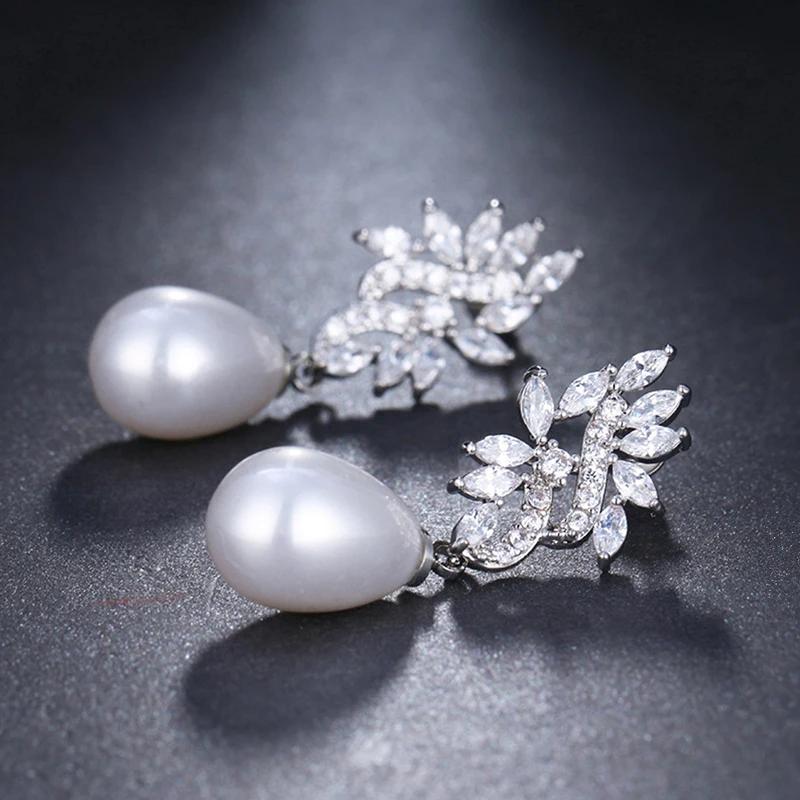 Huitan Elegant Imitation Pearl Drop Earrings for Women Aesthetic Fancy Wedding Bridal  Modern Accessories for Engagement