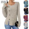 Women's Fashion Casual Solid Color Print Long Sleeve O Neck Blouses & Shirts