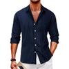 Camisa de Manga Larga a Cuadros Jacquard con Cuello Camisero de Solapa de Botón Único