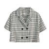 Plaid Suit Collar Short-sleeved Shirt Small Jacket Korean Style Temperament Short Slim Top Women's Trend
