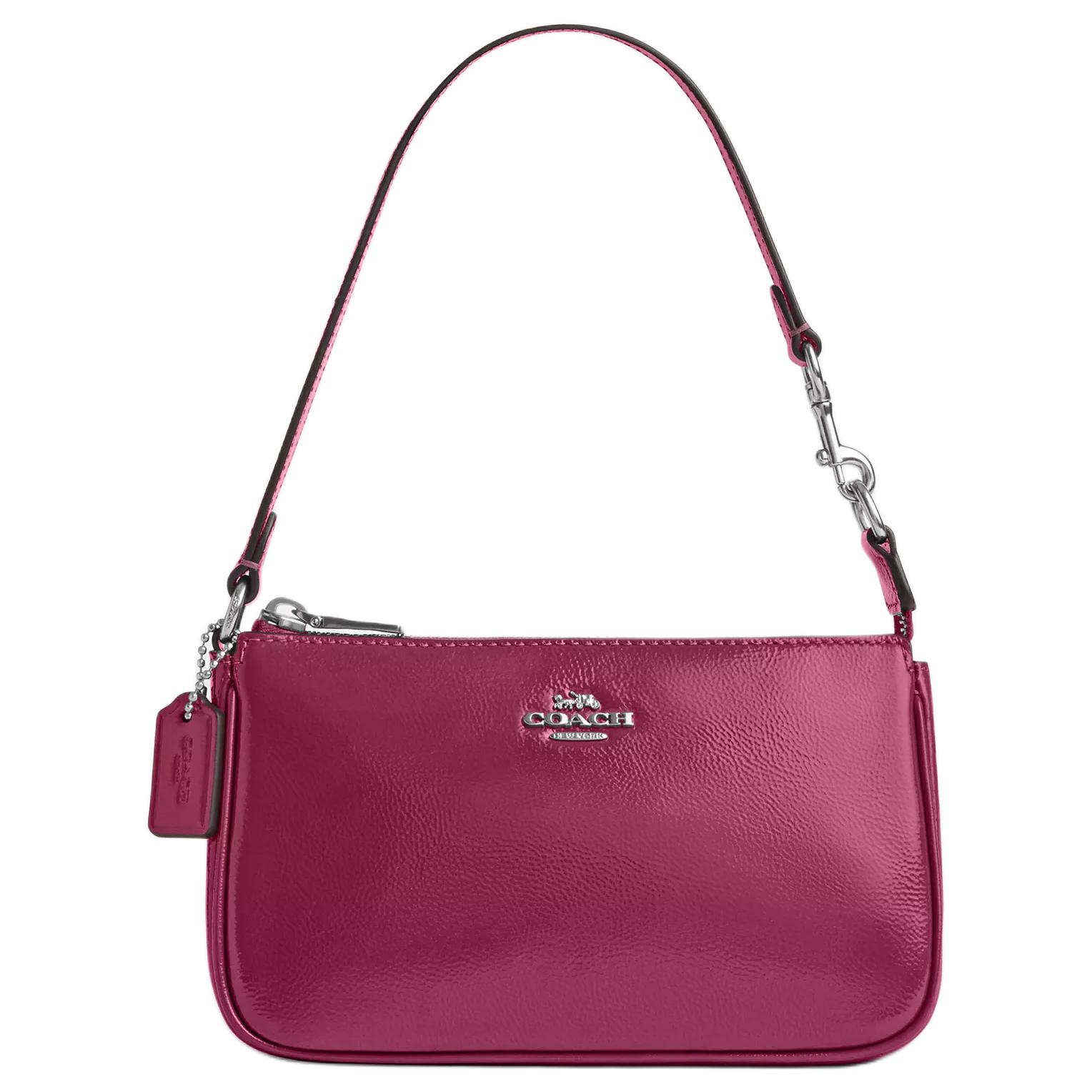 

Coach Nolita 19 Logo Zip Closure Patent Leather Handbag Small Women handbags Silver Pink CW408-SVPK Basic Set (Bag+Dust Bag)
