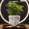Zen Buddha Head Faux Stone Flower Pot for Garden Ornaments and Potted Plants