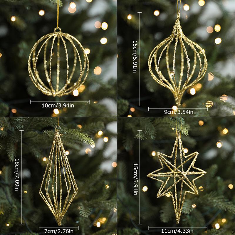 1PC Weihnachten Weihnachten Baum Hause Kinder Spielzeug Geschenk Weihnachten Neue Jahr Gold Hohl Metall Anhänger