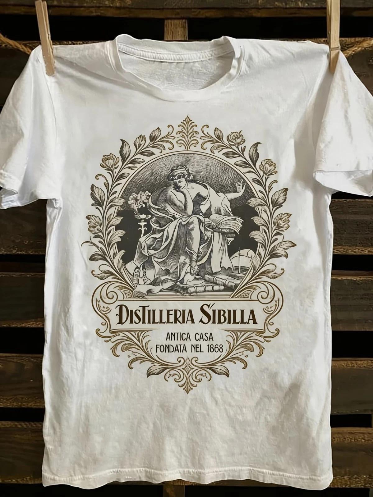 Distilleria Sibilla Tshirt European Art Graphic Academia Aesthetic Men Tees XL