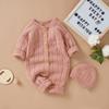 Autumn Winter Baby Rompers Hats Set Solid Color Knitted Jumpsuit Soft Boneless Bodysuit Boys Girls Crawling Suit Infant Clothes