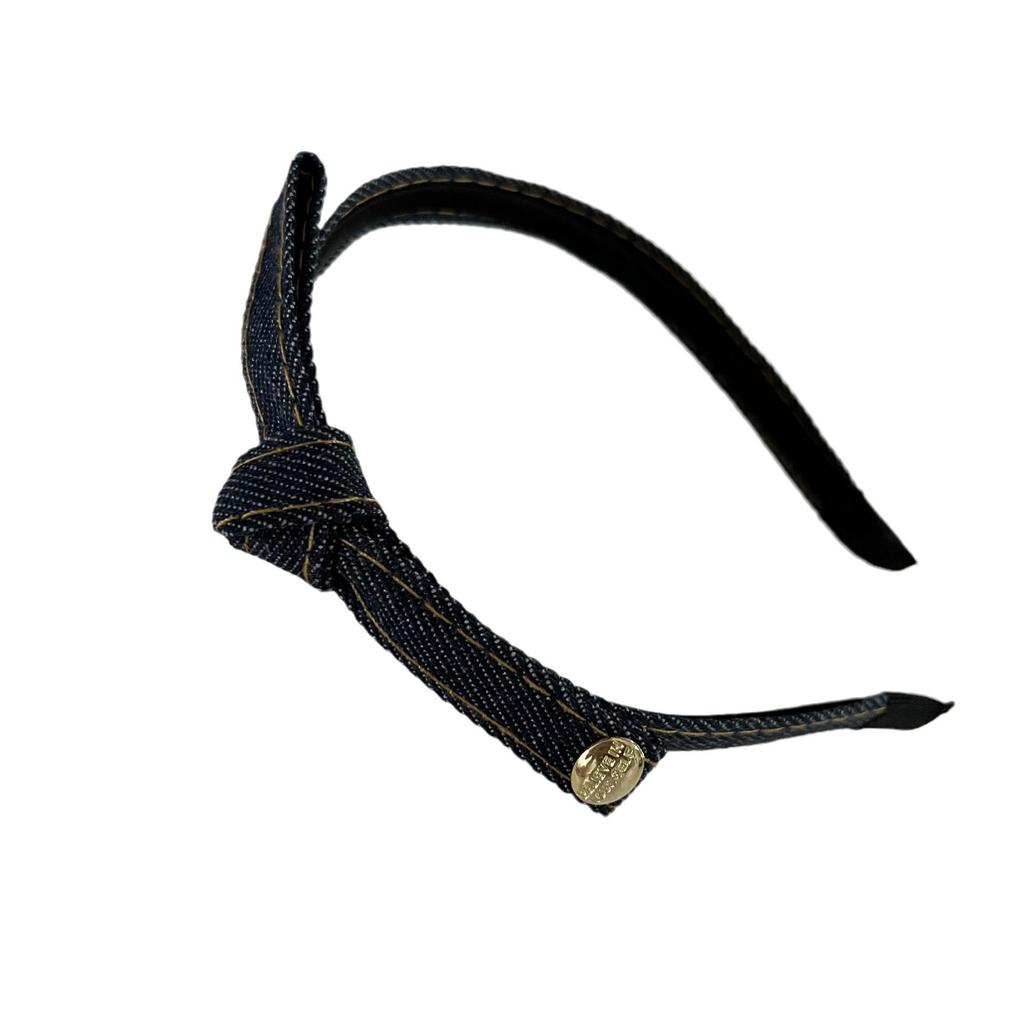 Gold Label Denim Schleifen-Stirnband - Retro, High-End, Schlichtes Stil-Haaraccessoire
