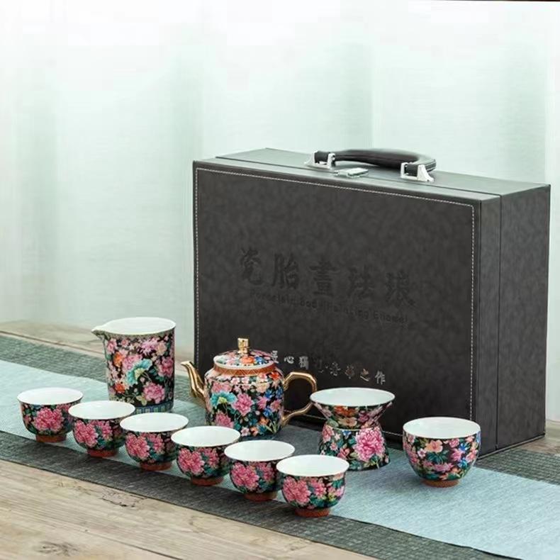 

Эмалированный набор для кунг-фу чая, подарочная коробка, керамический чайник, чайная чашка, бизнес-подарок