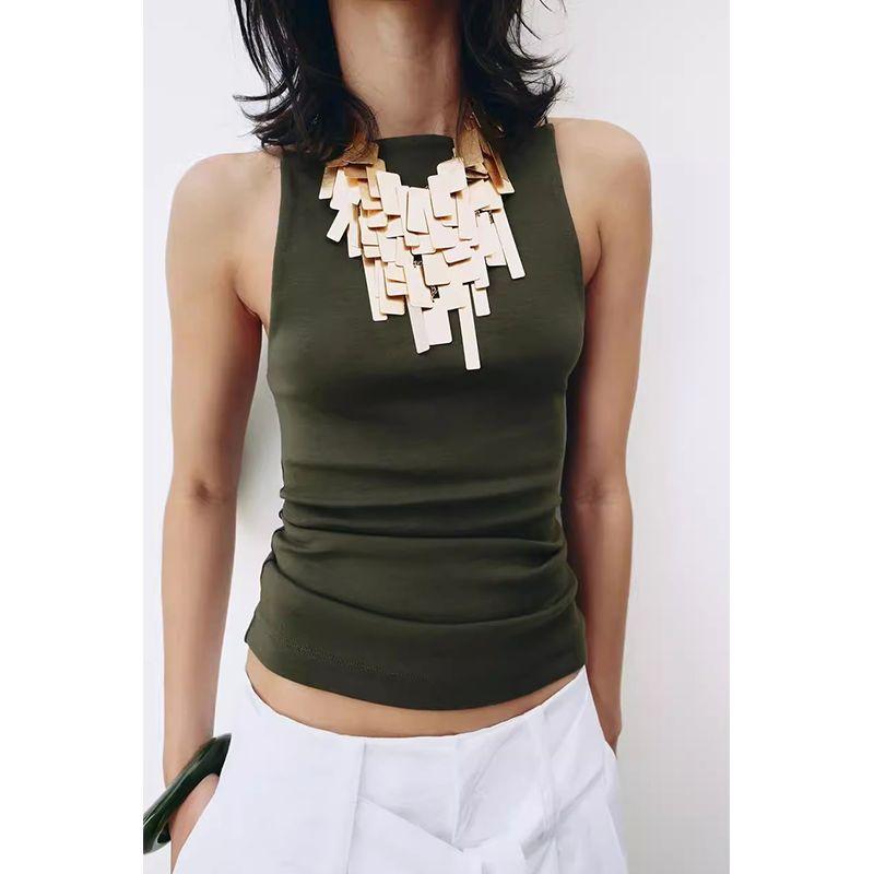 Summer New Product Women's Clothes Multicolor Minimalism Casual Cotton Straight Collar Sleeveless Spaghetti-Strap Camisole Top 2335009