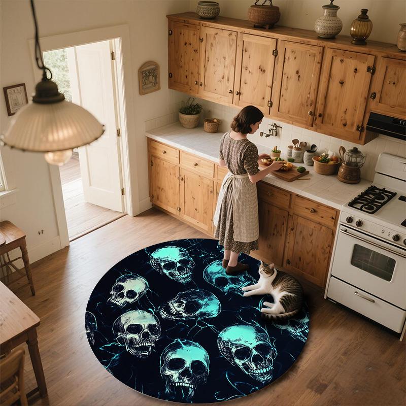 Pile of Skulls,Round Area Rug,Carpet Rug for Living Room Bedroom Sofa Playroom Decor,Non-slip Floor Mat