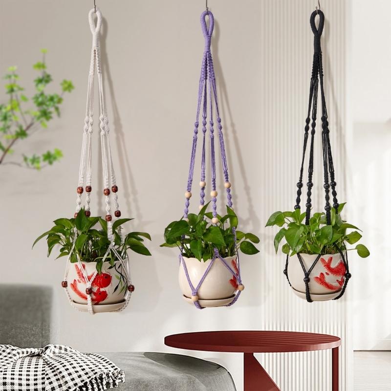 Plantehenger Innendørs Veggmontert Blomsterkurv Bomullstau Blomsterpotter Hengende Planteholdere Hjemmedekorasjoner